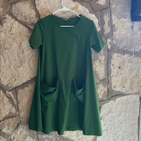 Cos A Line Jersey Dress In Green Pockets Lagenlook Minimalist - Picture 2 of 3